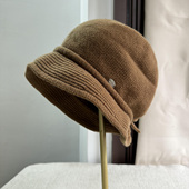 秋冬米色羊毛套头帽女大头围堆堆帽护耳保暖冷帽百搭显脸小渔夫帽