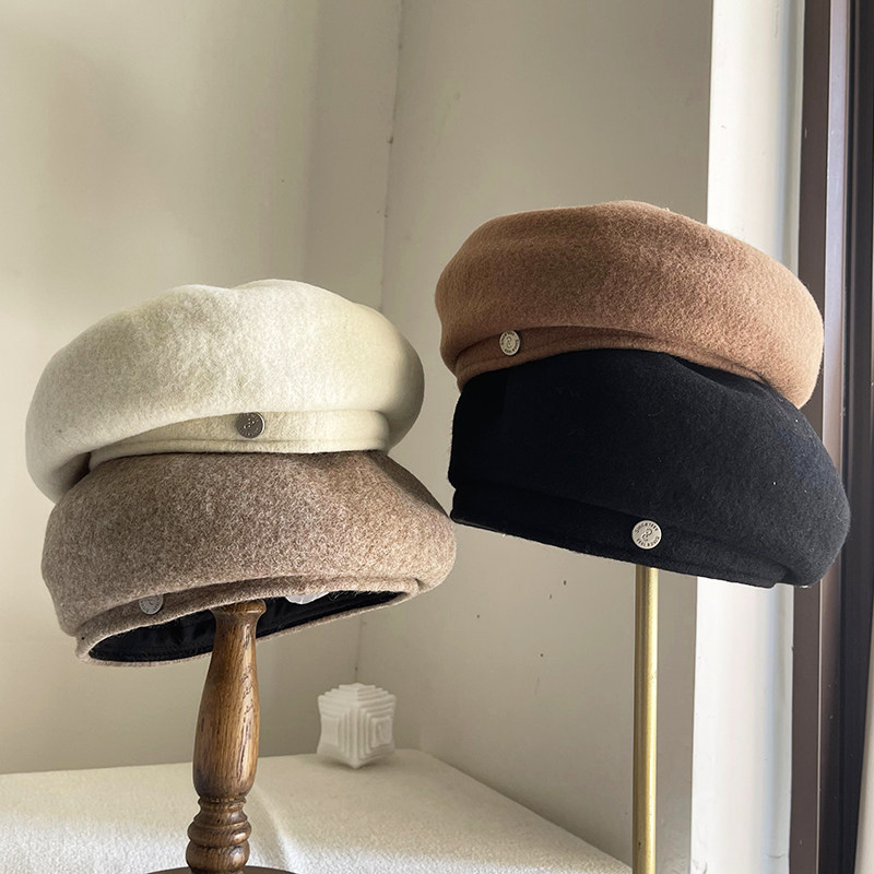 日系羊毛小沿贝雷帽女白色时尚复古小头围画家帽秋冬百搭蓓蕾帽潮,服饰配件/皮带/帽子/围巾,帽子,淘宝优惠券,粉丝福利购,淘宝优惠卷
