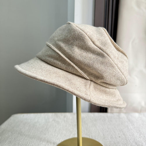 设计师款剪边设计纯羊毛轻薄渔夫帽子女复古时尚秋冬百搭米色盆帽