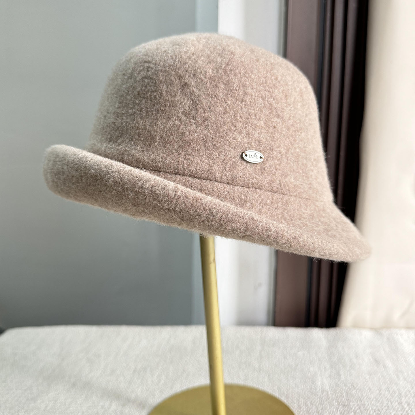 秋冬羊毛山羊绒卷边渔夫帽子女灰色咖色百搭保暖盆帽可折叠礼帽潮