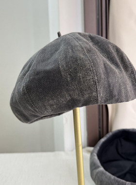 2026年复古灰色贝雷帽女立体感夏季防晒百搭八角帽时尚百搭画家帽