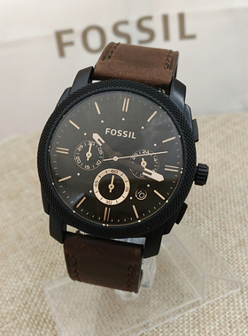 FOSSIL化石手表三眼计时商务茶色石英表休闲男表FS4656FS4682现货