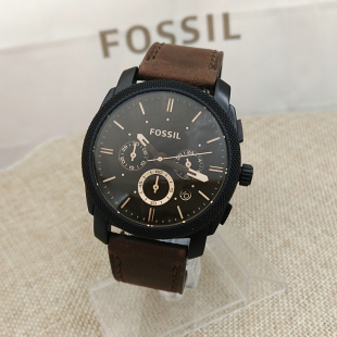 FOSSIL化石手表三眼计时商务茶色石英表休闲男表FS4656FS4682现货