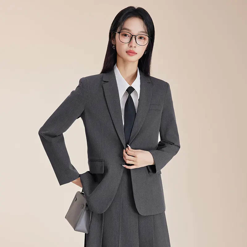 灰色西装套装女高级感2025新款春秋款职业西服外套面试韩版正装