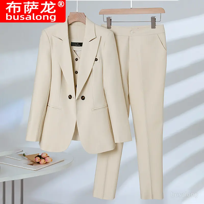 2025春秋女士长袖职业西服正式西裤套装面试销售工作服 9617