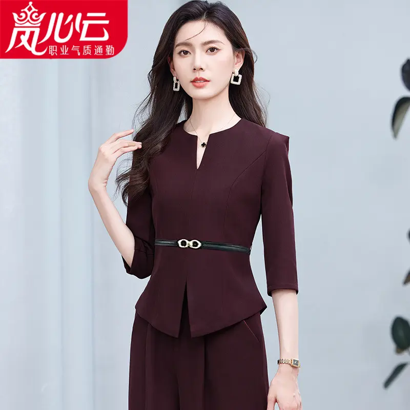 时尚名媛小个子西服外套2025夏季新款七分袖设计感西服阔腿裤套装