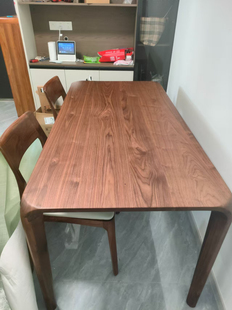 苏州家具工厂北美黑胡桃望月桌1.6米全实木榫卯6人餐桌全实木大板