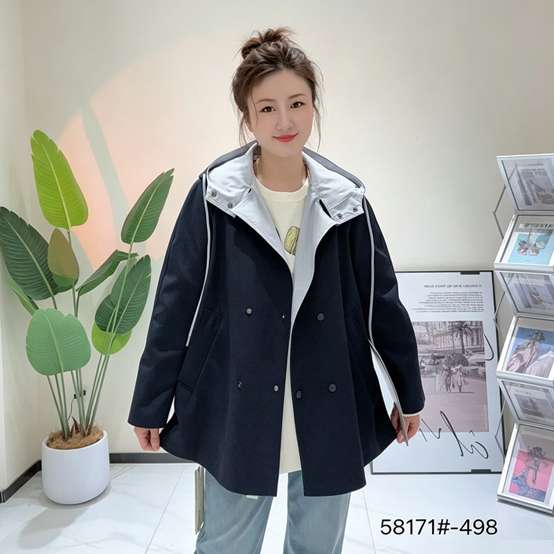 大码女装秋季宽松风衣外套