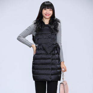 金影奇冬季羽绒马甲大码显瘦马夹貉子毛领羽绒服洋气女外套68019