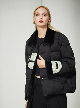 金影奇短款羽绒服女冬季新款大码女装国风盘扣休闲羽绒衣98691