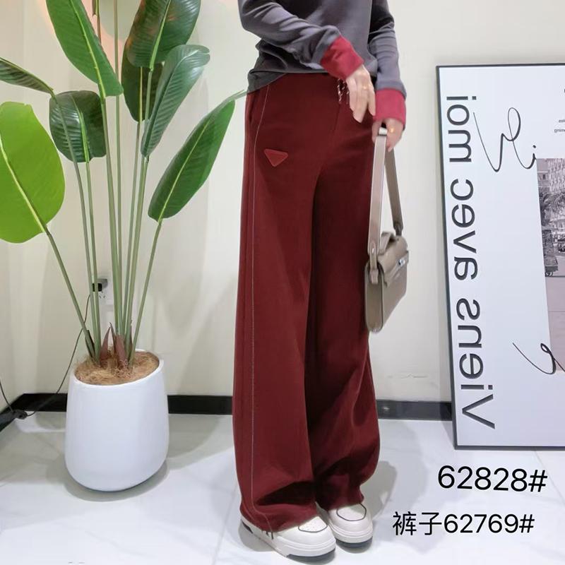 金影奇2025春季新款松紧腰阔腿裤女休闲裤大码明线直筒裤子62769