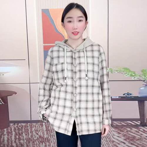 大码连帽天娇一生水休闲女装衬衫