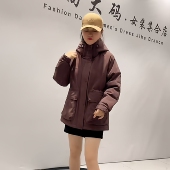 天娇一生水冬季 二棉连帽薄棉服25502 女装 棉衣女外套2025新款 大码