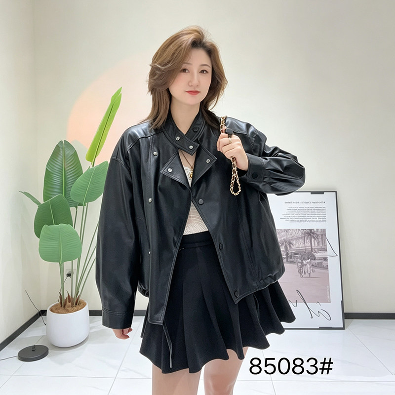 大码女装秋季机车服夹克短外套