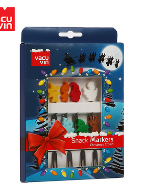 进口荷兰Vacu Vin不锈钢水果叉子小蛋糕叉点心叉叉迷你水果签圣诞