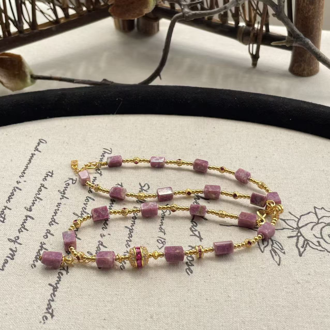 南非舒俱来樱花粉直切项链/s925/40cm(清涵)AZB9370