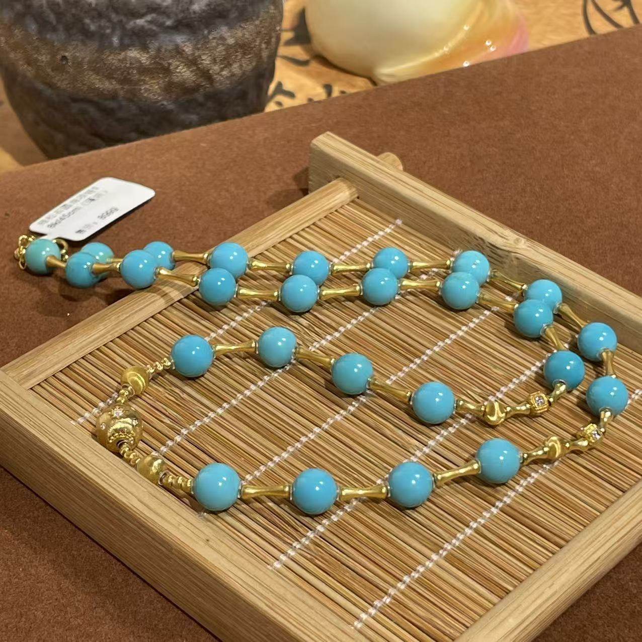 绿松石圆珠项链18k/45cm（瑾妍）AZB10959,饰品/流行首饰/时尚饰品新,颈饰,淘宝优惠券,粉丝福利购,淘宝优惠卷