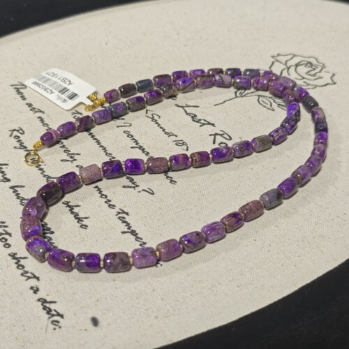 舒俱来泥地皇家紫桶珠项链