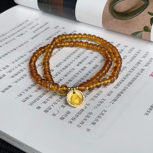 H豆油diy琥珀项链6mm/s925/44cm/AZB18265
