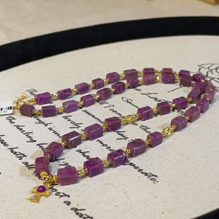 AZB10164 双桃 南非舒俱来桃红直切项链18k 45cm