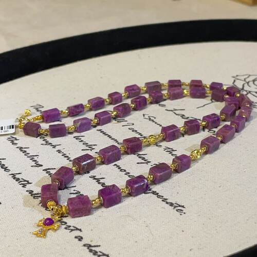 南非舒俱来桃红直切项链18k/45cm（双桃）AZB10365