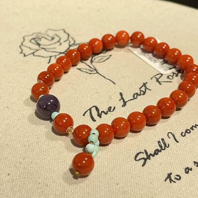 南红玛瑙圆珠6mm松石单圈手链/18k（悦安）AZB11400