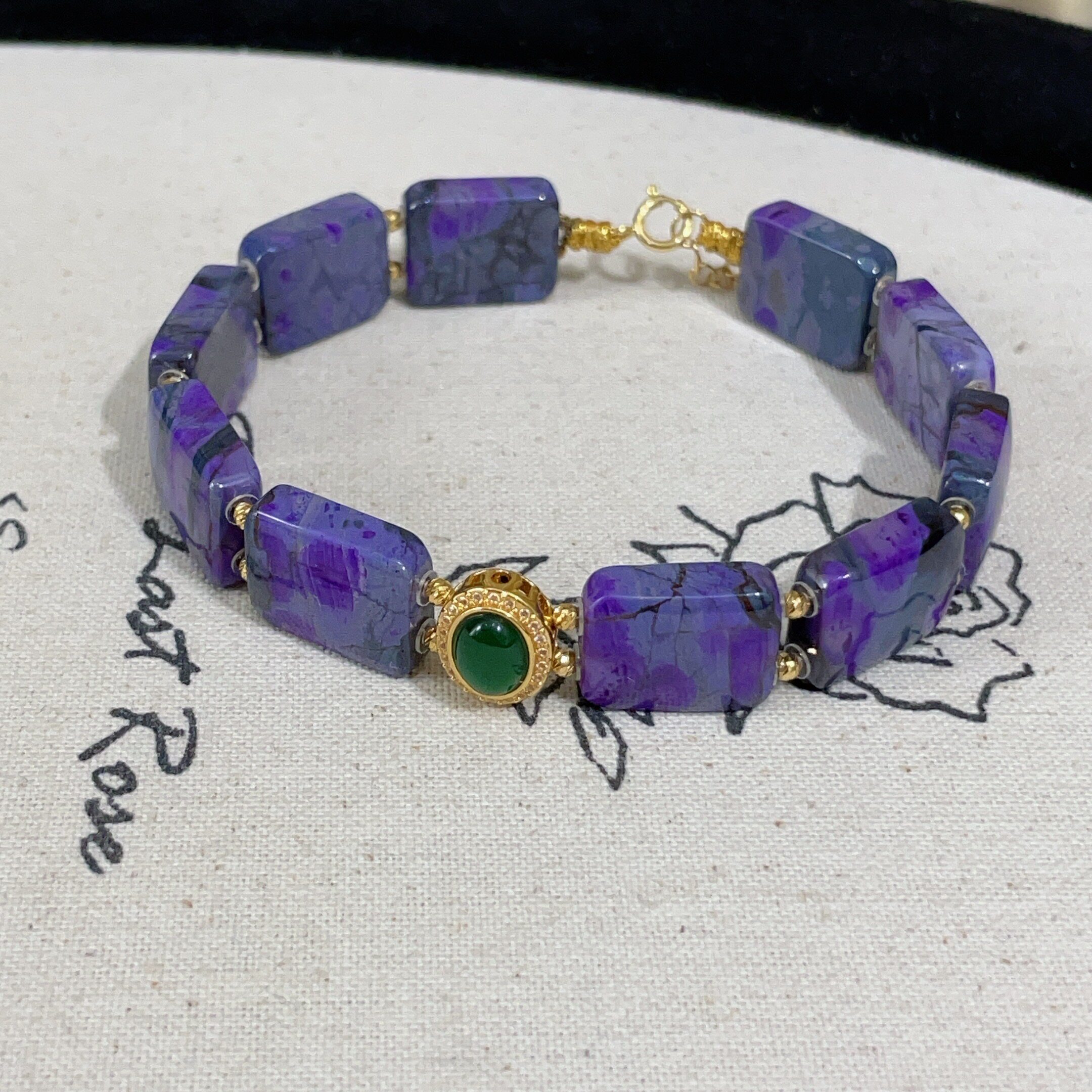南非舒俱来泥地帝王紫牌牌翡翠手链18K/AZB16764(箫墨)