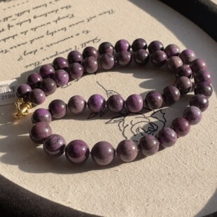 AZB12199 景瑶 南非舒俱来泥地皇家紫圆珠项链45cm 18k