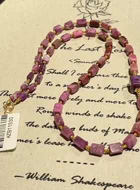 南非舒俱来桃红四棱珠项链s925/45cm（雪殷）AZB11530