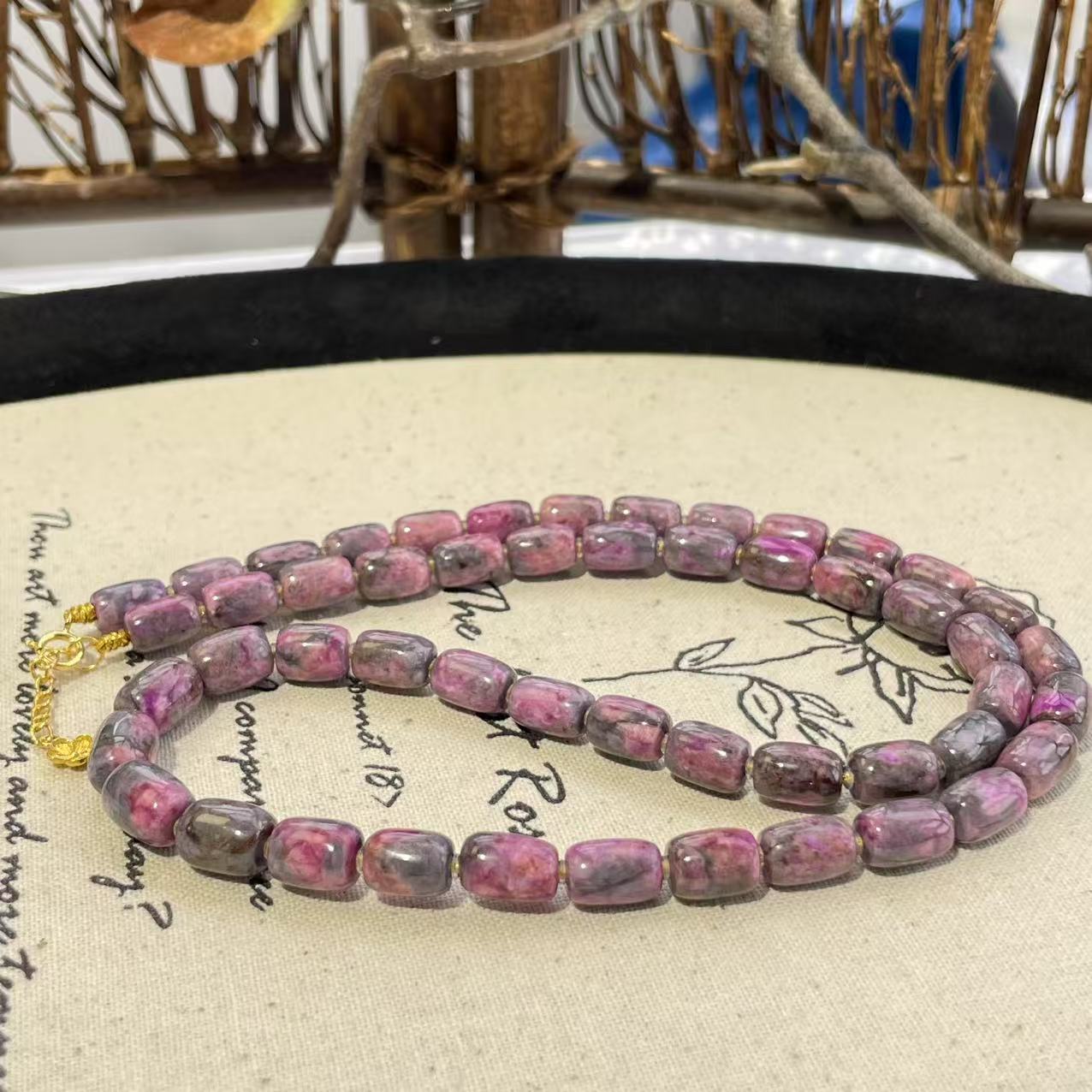 舒俱来泥地樱花紫桶珠项链/18k/45cm/约5-6mm/AZB6784（澄怀）