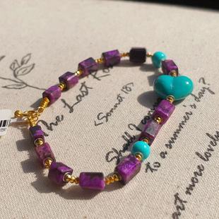 AZB10818 森迷 南非舒俱来红丝绒直切绿松屁桃手链18k 16cm