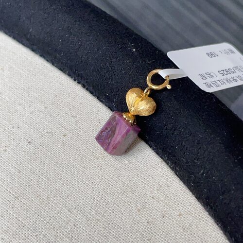 南非舒俱来桃红四棱珠吊坠/S925（岩扉）AZB14304