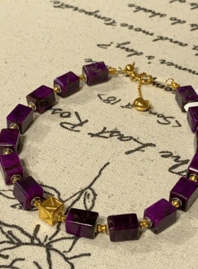 南非舒俱来玻璃红四棱珠手链/18k/16cm（夏宁）AZB11918