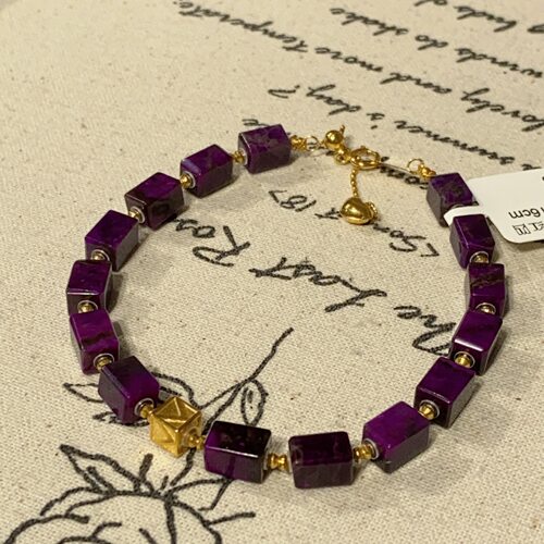 南非舒俱来玻璃红四棱珠手链/18k/16cm（夏宁）AZB11918