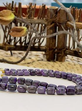 舒俱来泥地樱花紫桶珠项链/18k/5.5-6mm/45cm（皎月）AZB5611