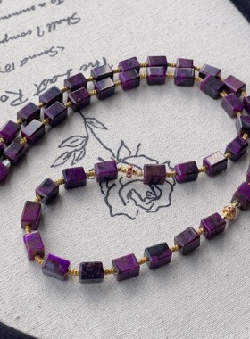 南非舒俱来红丝绒四棱珠项链18k/45cm（玄绒）AZB12389