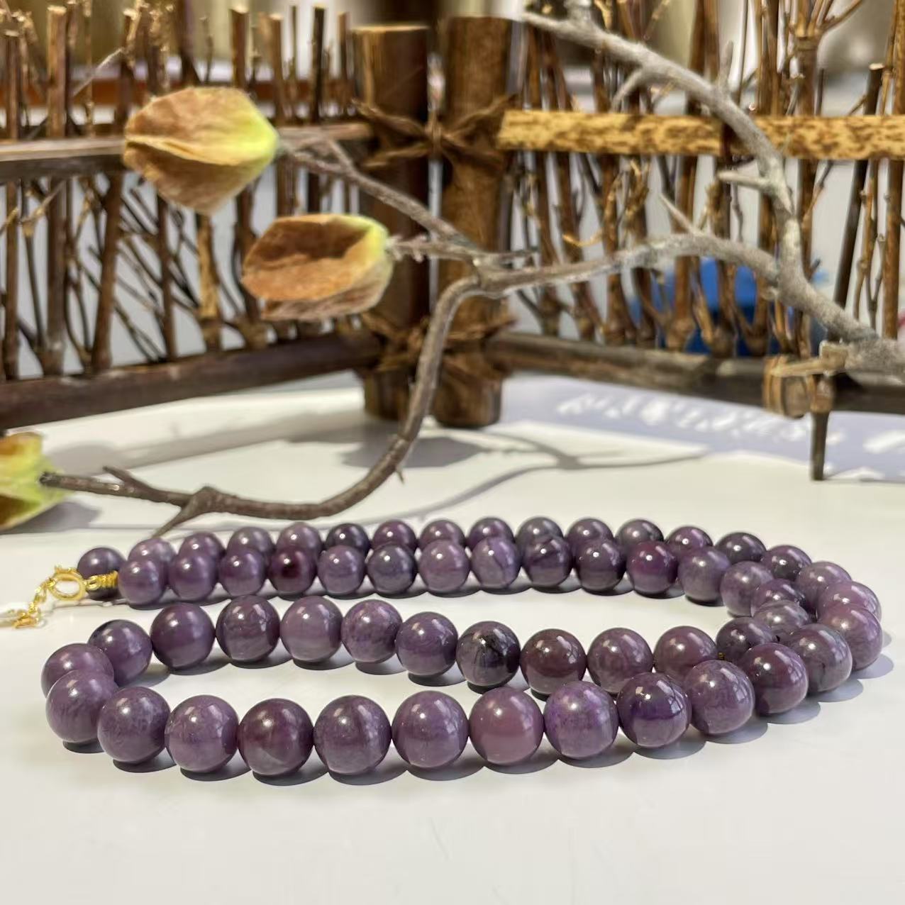 舒俱来凝胶玉化圆珠项链/18k/45cm/约7-8mm/AZB6663(露凝)