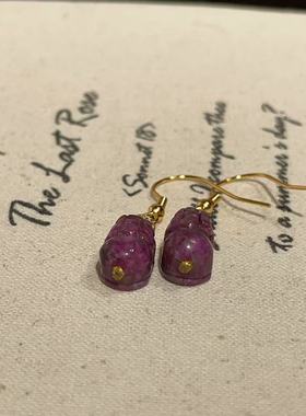 南非舒俱来酱红貔貅耳钩S925（谒影）AZB10596