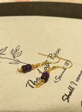 南非舒俱来帝王紫并蒂莲耳钩s925（昕欣）AZB11176