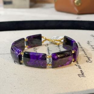 AZB9854 碎月 南非舒俱来夹层紫丝绒手牌链16cm 18k