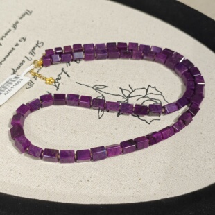 沐宁 45cm AZB11863 18k 南非舒俱来高阶玻璃红四棱珠项链