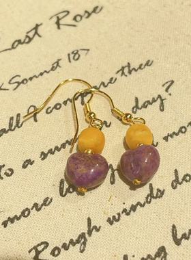 南非舒俱来桃红屁桃蜜蜡耳钩S925（南栩）AZB10646