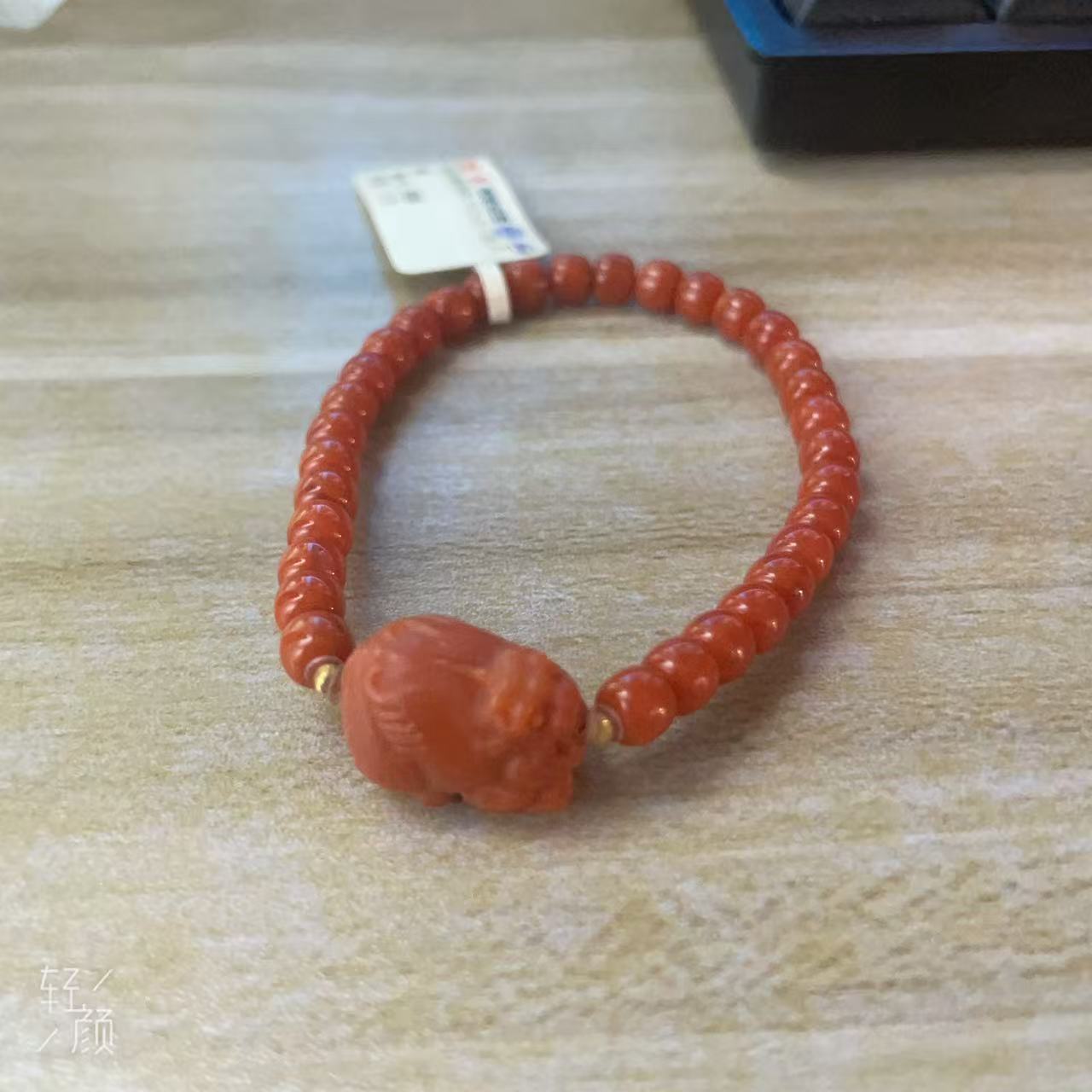 南红桶珠5.0貔貅18k单圈AZB0549