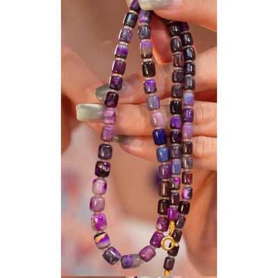 舒俱来夹层皇家紫老型珠素项链4-5.5mm/45cm（白蘅）AZB6574