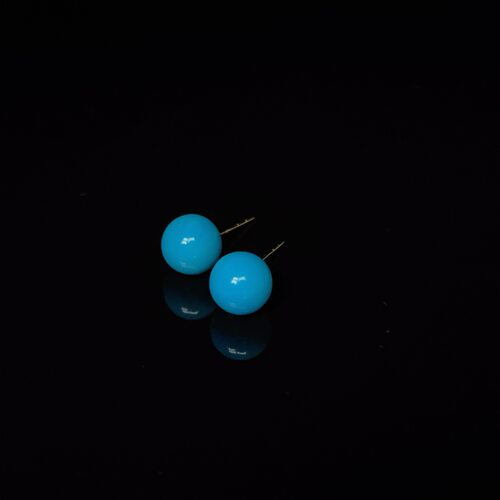 绿松石18K/6mm圆珠耳钉