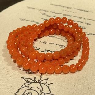 南红圆珠0.6 108素多圈项链AZB0548