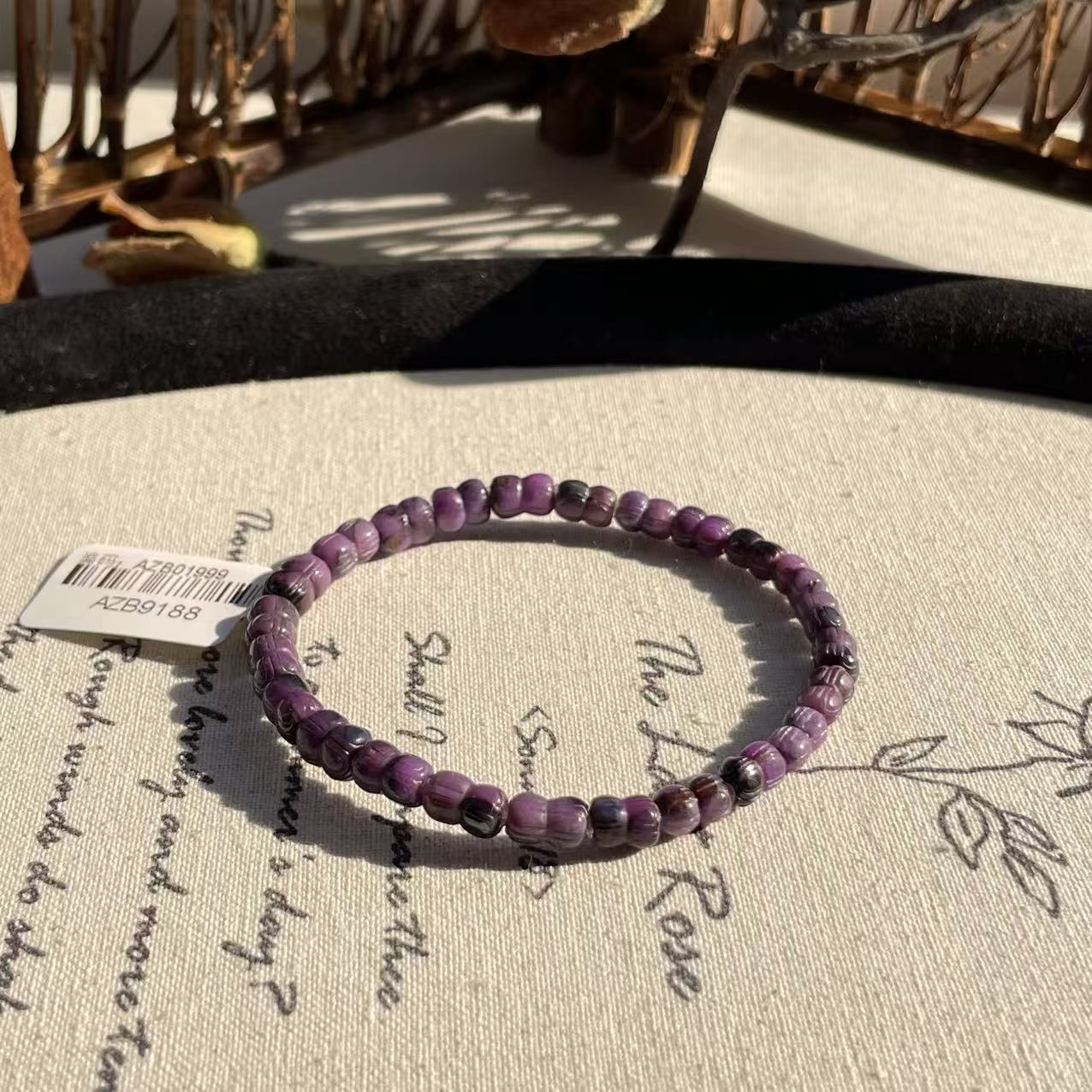 南非舒俱来凝胶皇家紫并蒂莲单圈手串（诗棠）AZB9188