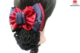 交通银行新款无标记头花发网兜发饰钱币图案职业装发夹网兜定制