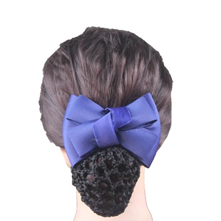 广东深圳农业银行深蓝藏青色头花发夹网兜无标记职业团装配饰设计