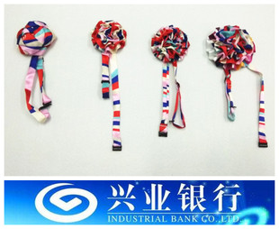 广东省兴业银行新款丝巾免打领花 兴业银行带标记领花配饰定做版